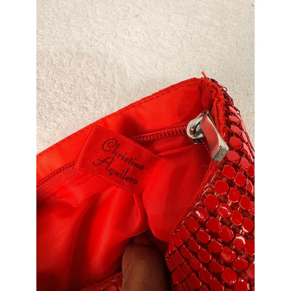 Sparkly Red Mesh‎ Evening Clutch Purse Bag Evening Party